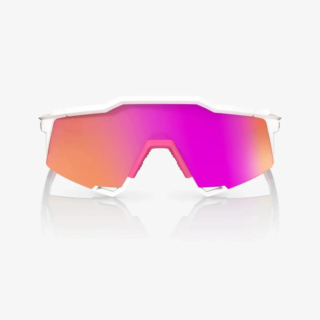 100% Speedcraft®  Adult Sunglases Matte White/Pink w/ HiPER® Vital Pink Mirror Lens - Image 2