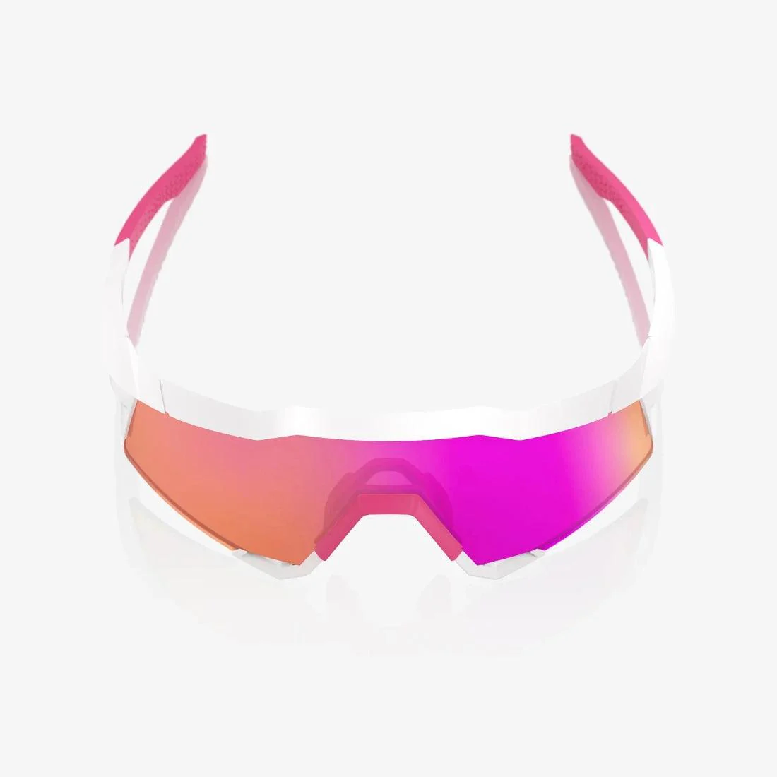 100% Speedcraft®  Adult Sunglases Matte White/Pink w/ HiPER® Vital Pink Mirror Lens - Image 4