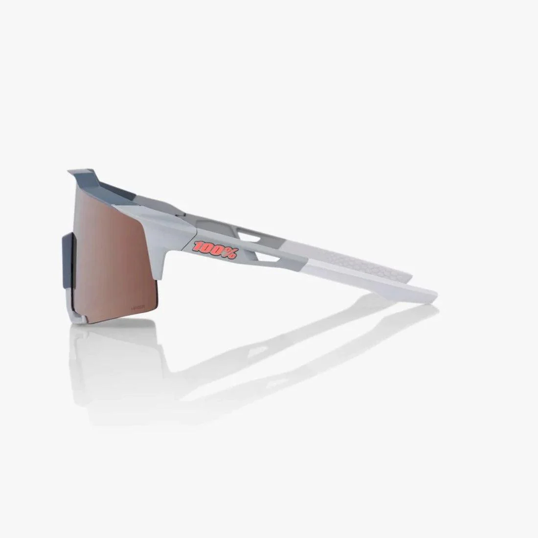 100% SPEEDCRAFT Sunglasses Soft Tact Stone Grey - HiPER Crimson Silver Mirror Lens - Image 3