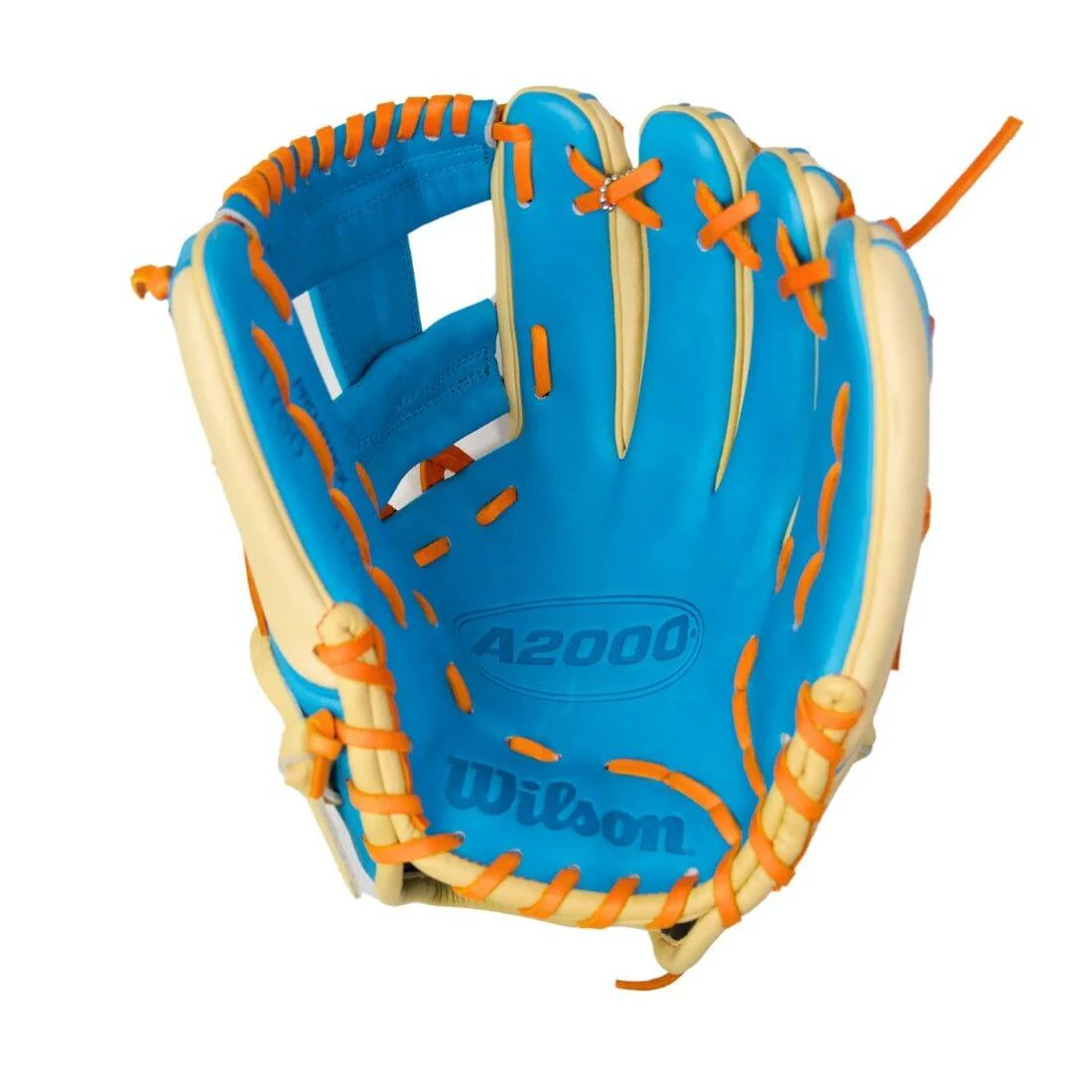 Wilson A2000 1786 "Flo Grown" 11.5" Infield Baseball Glove: Blonde/Orange/Blue - Image 2
