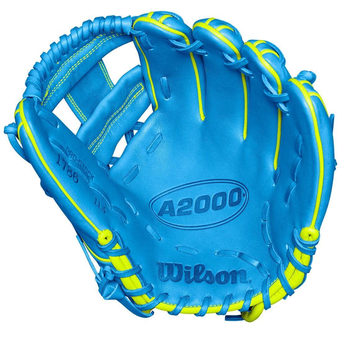 2024 Wilson A2000 1786 11.5" Infield Baseball Glove: Sky Blue & Optic Yellow - Image 6