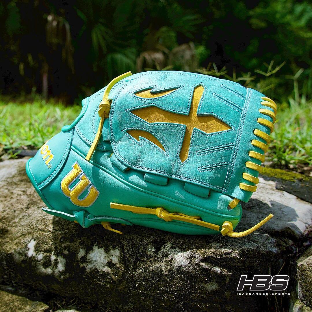 2024 Wilson A2000 B23 12" Pitcher's Baseball Glove: Seafoam & Yellow - Image 2