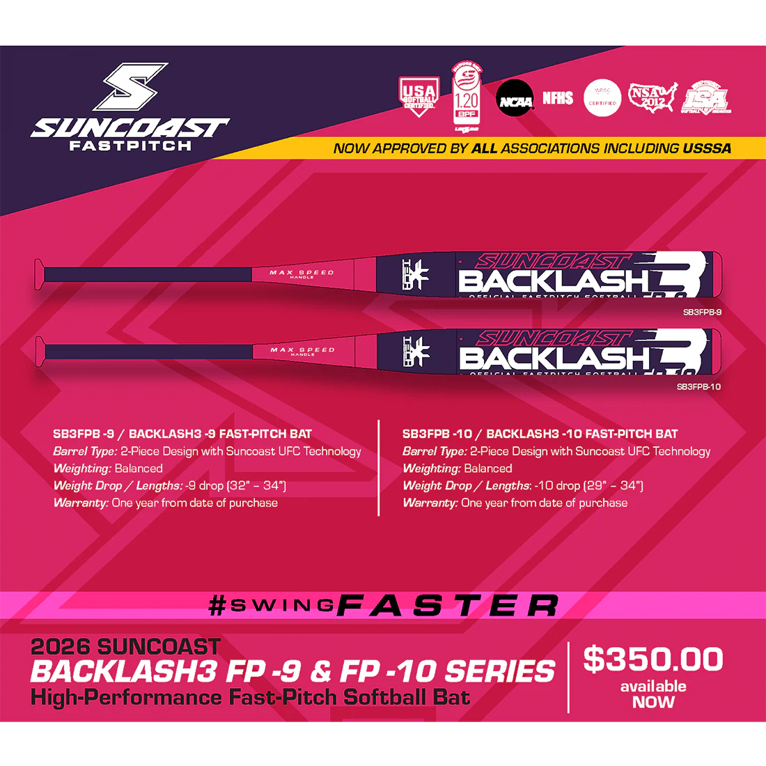 2026 Suncoast Backlash3 Fastpitch Softball Bat: -10, -9 - Image 6