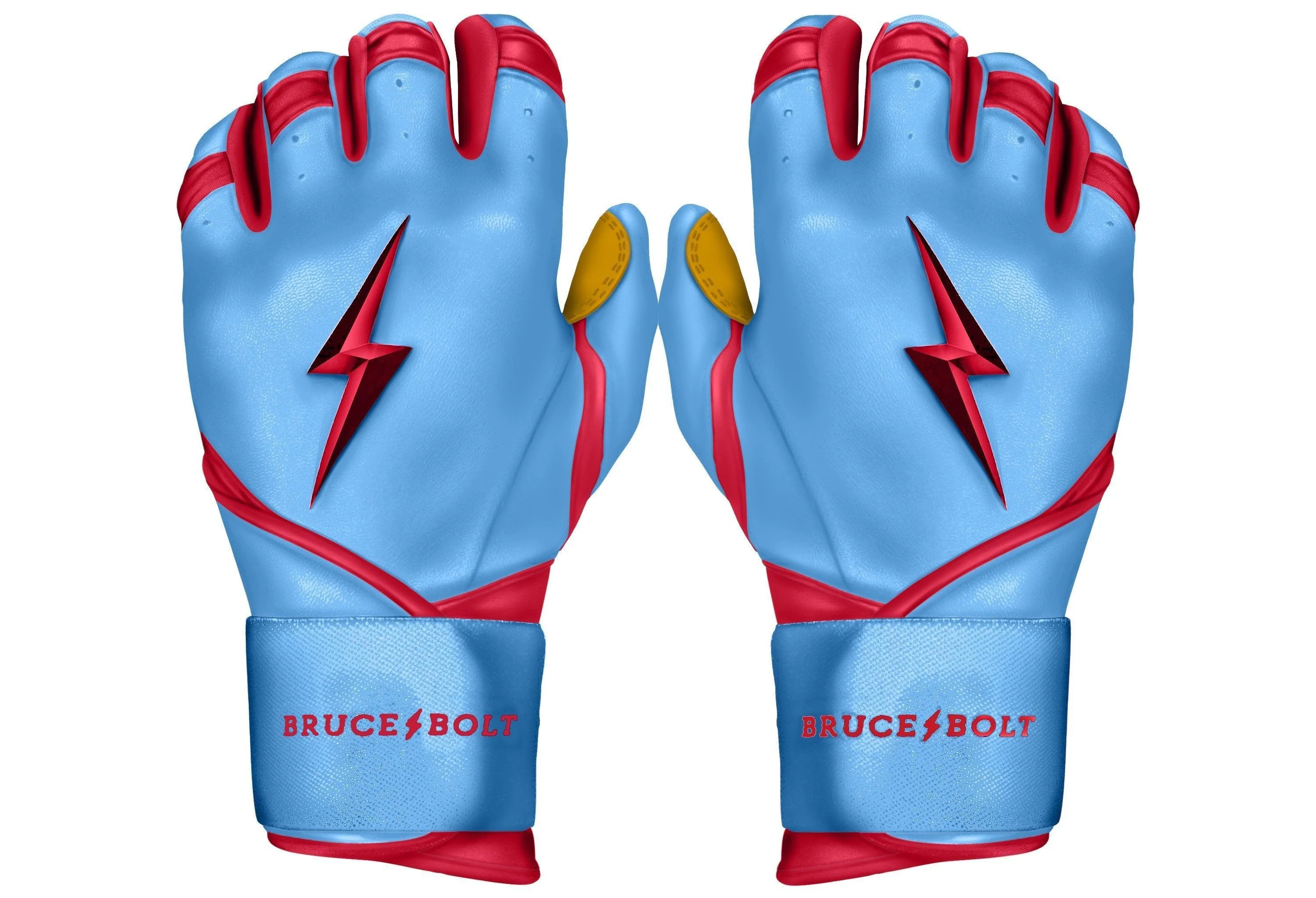 Bruce Bolt PREMIUM PRO BADER Series Long Cuff Batting Gloves: Baby Blue