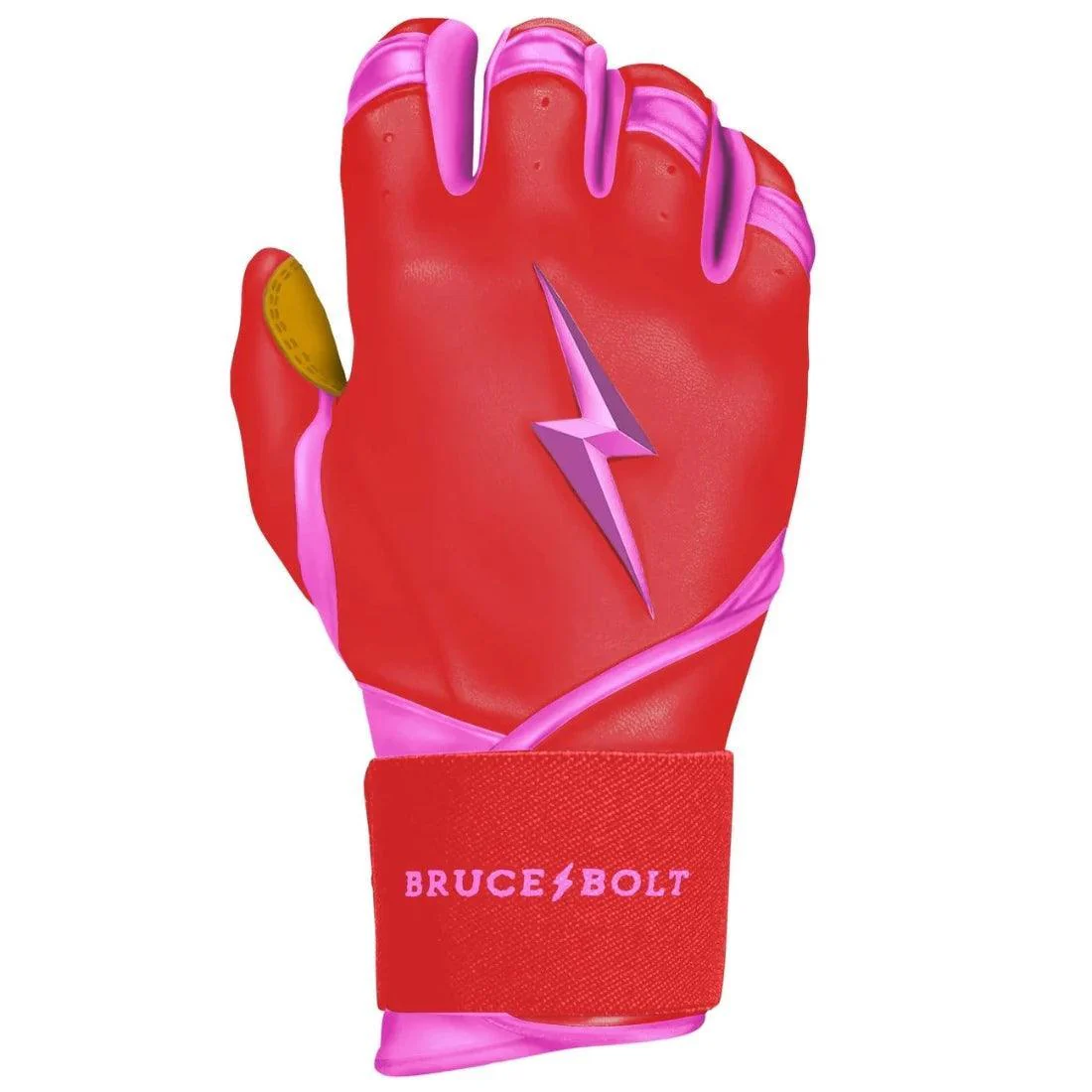 Bruce Bolt PREMIUM PRO BADER Series Long Cuff Batting Gloves: Pink - Image 3