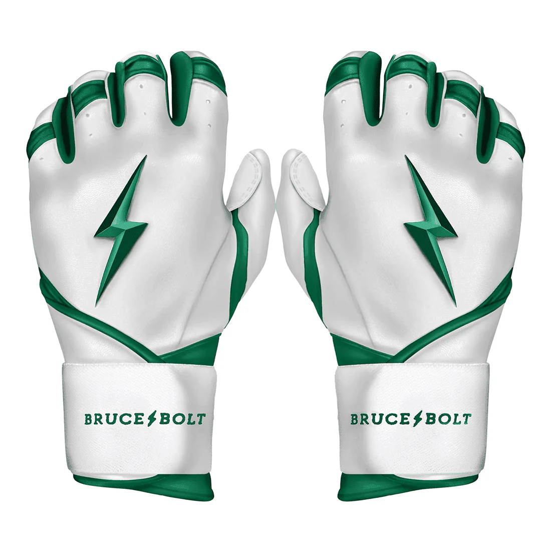 Bruce Bolt Premium Pro Chrome Series Long Cuff Batting Gloves: Green