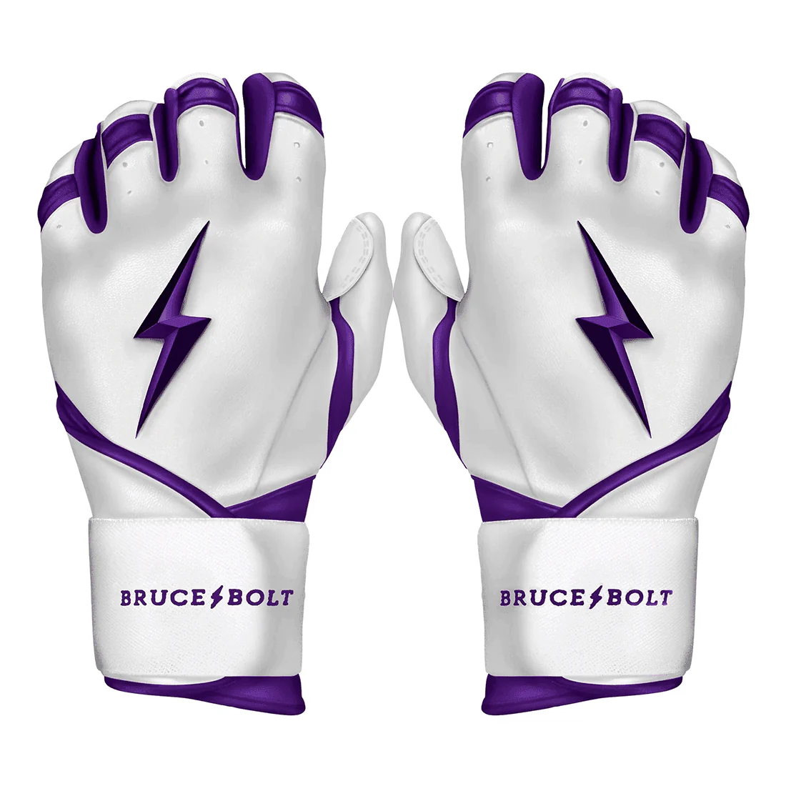 Bruce Bolt Premium Pro Chrome Series Long Cuff Batting Gloves: Purple