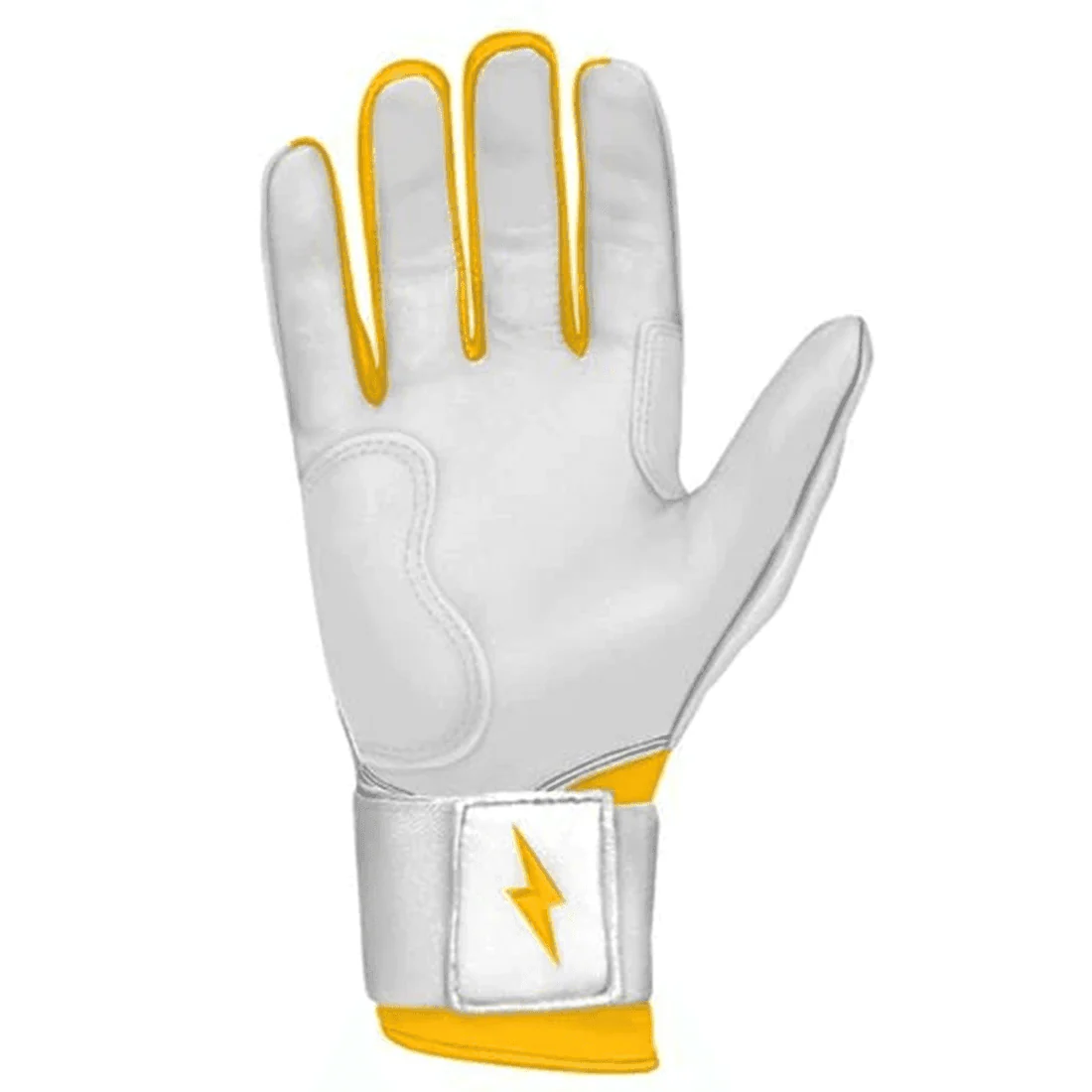 Bruce Bolt Premium Pro Chrome Series Long Cuff Batting Gloves: Yellow - Image 4