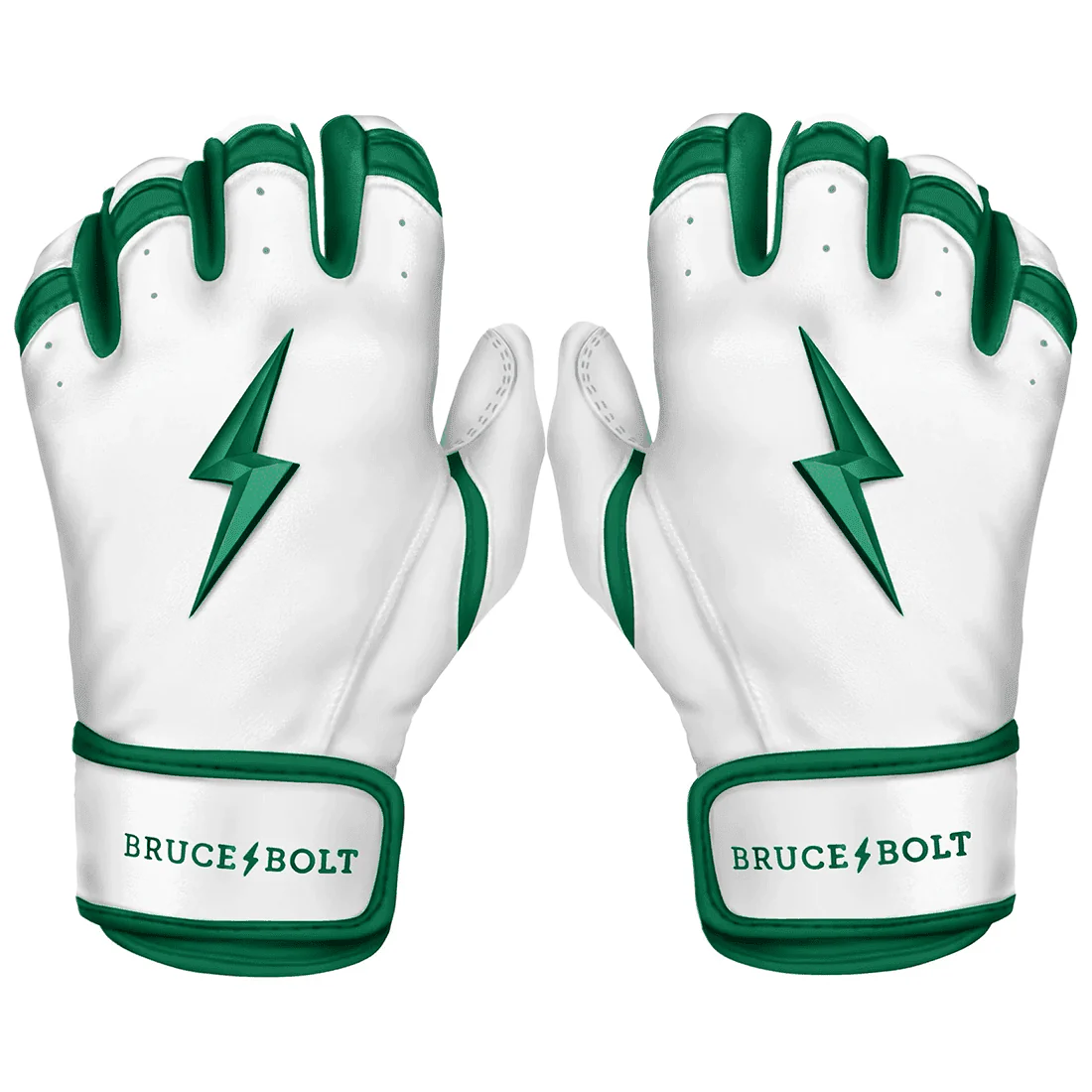 Bruce Bolt Premium Pro Chrome Series Short Cuff Batting Gloves: Green