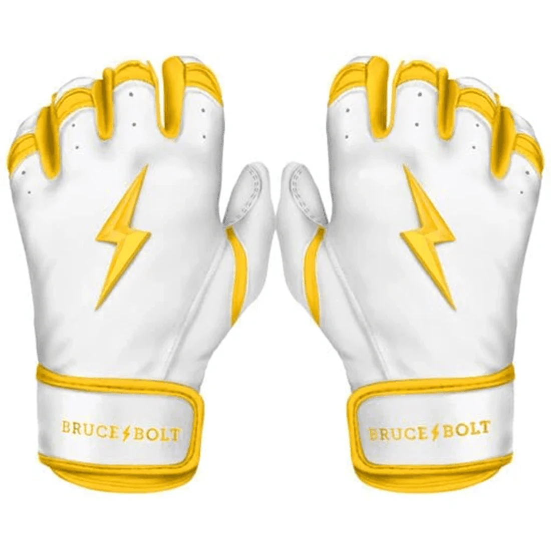 Bruce Bolt Premium Pro Chrome Series Short Cuff Batting Gloves:Yellow