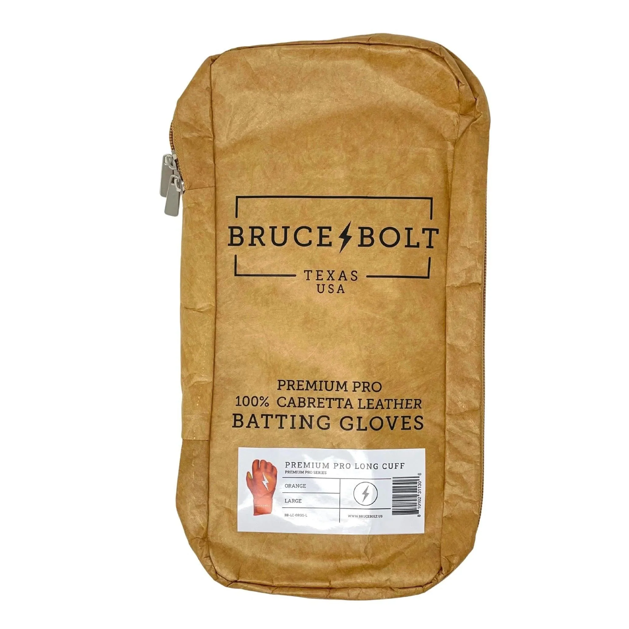 Bruce Bolt PREMIUM PRO Long Cuff Batting Gloves: Orange - Image 7