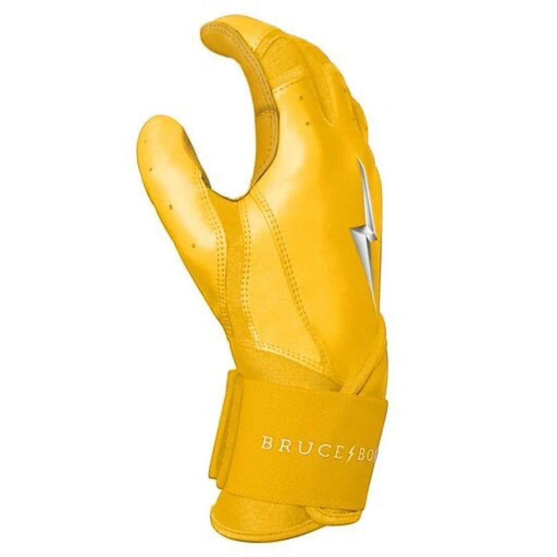 Bruce Bolt PREMIUM PRO Long Cuff Batting Gloves: Yellow - Image 4