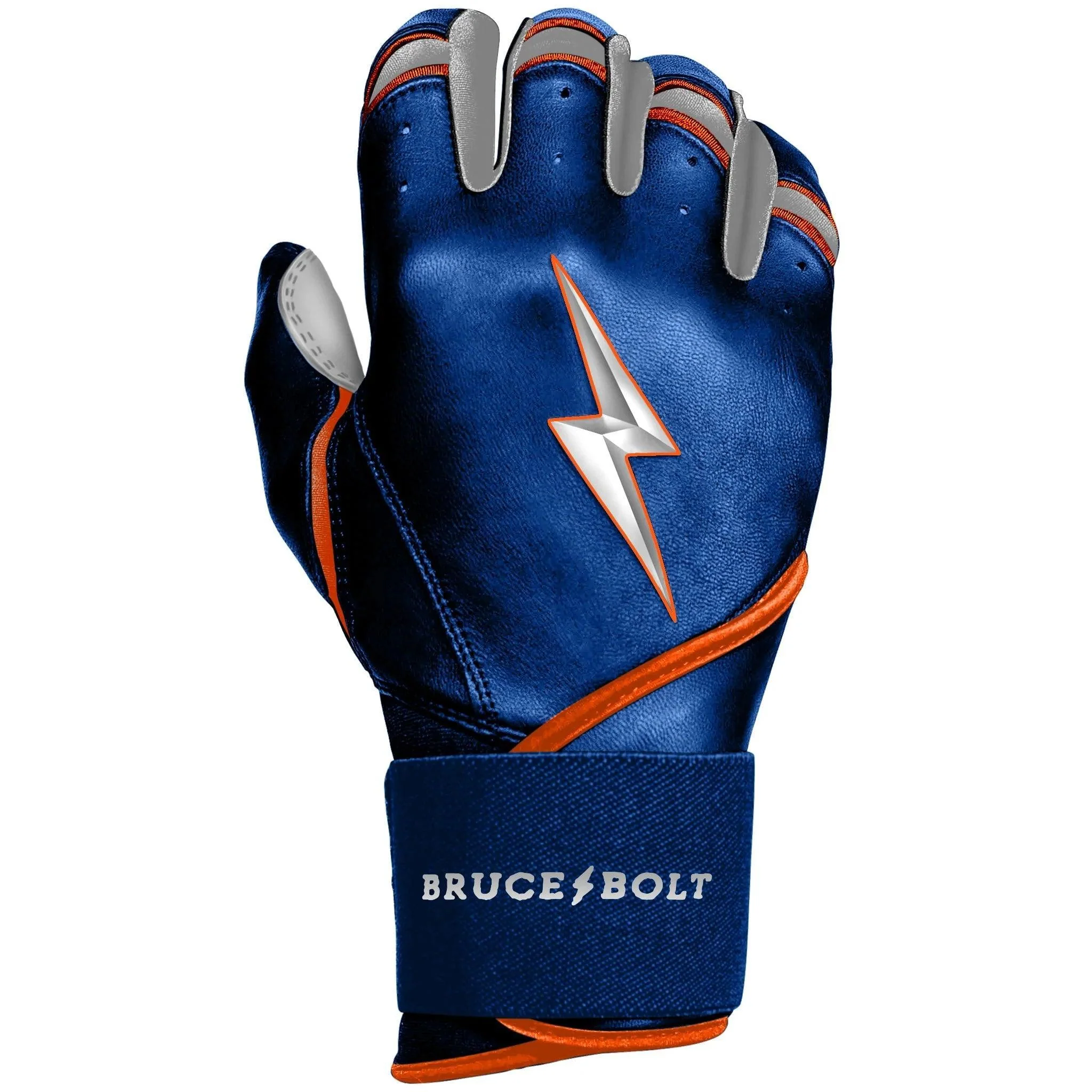 Bruce Bolt PREMIUM PRO NIMMO Long Cuff Batting Gloves: Mets Blue - Image 3