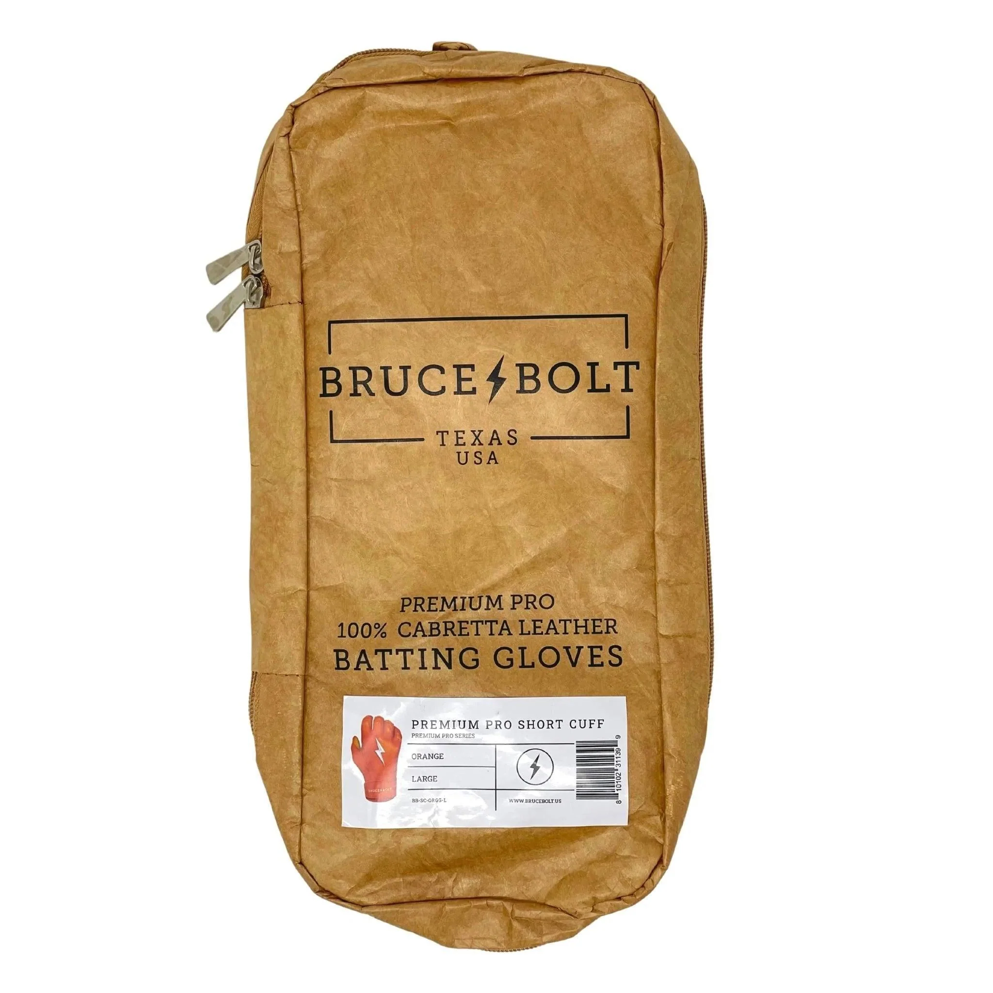 Bruce Bolt PREMIUM PRO Short Cuff Batting Gloves: Orange - Image 7