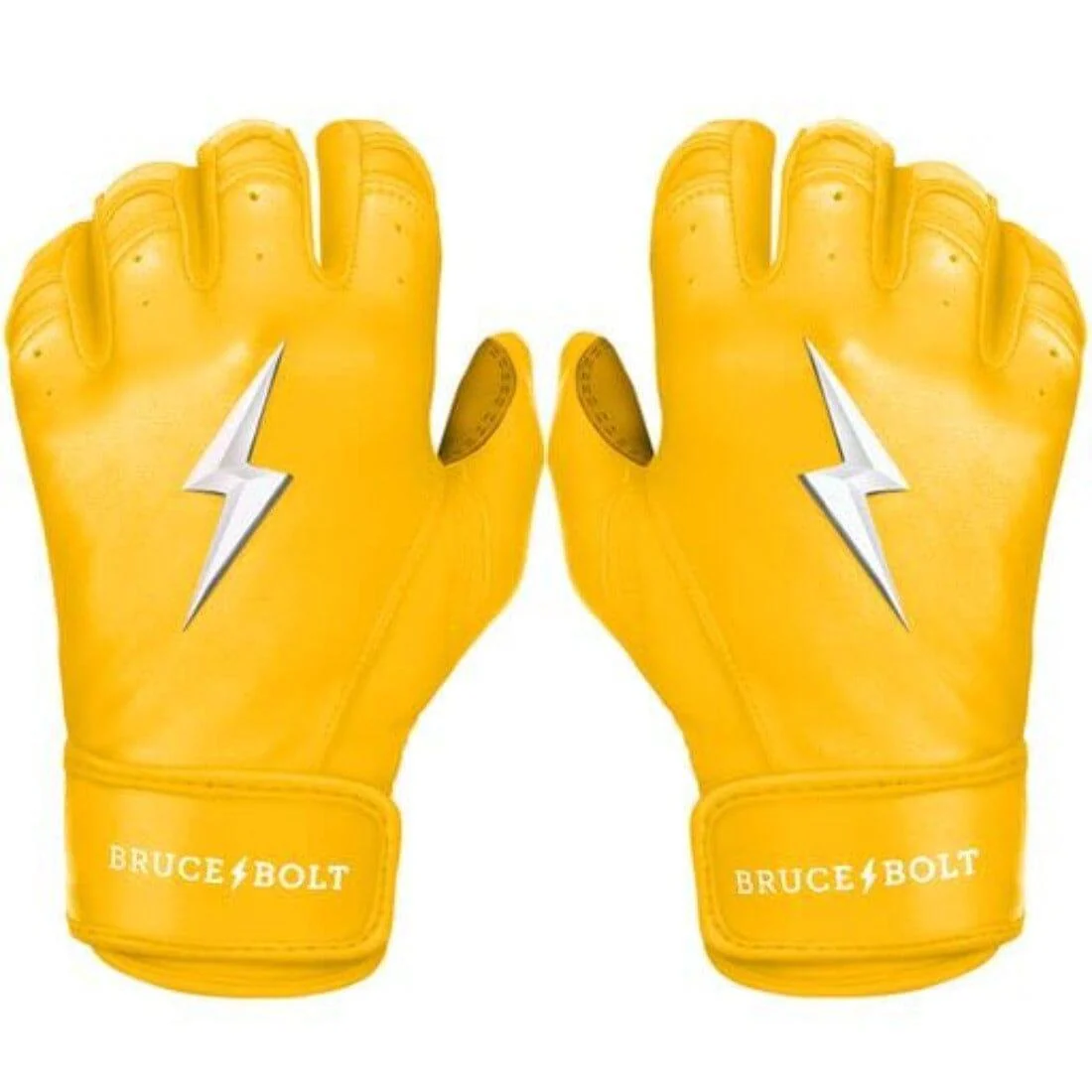 Bruce Bolt PREMIUM PRO Short Cuff Batting Gloves: Yellow
