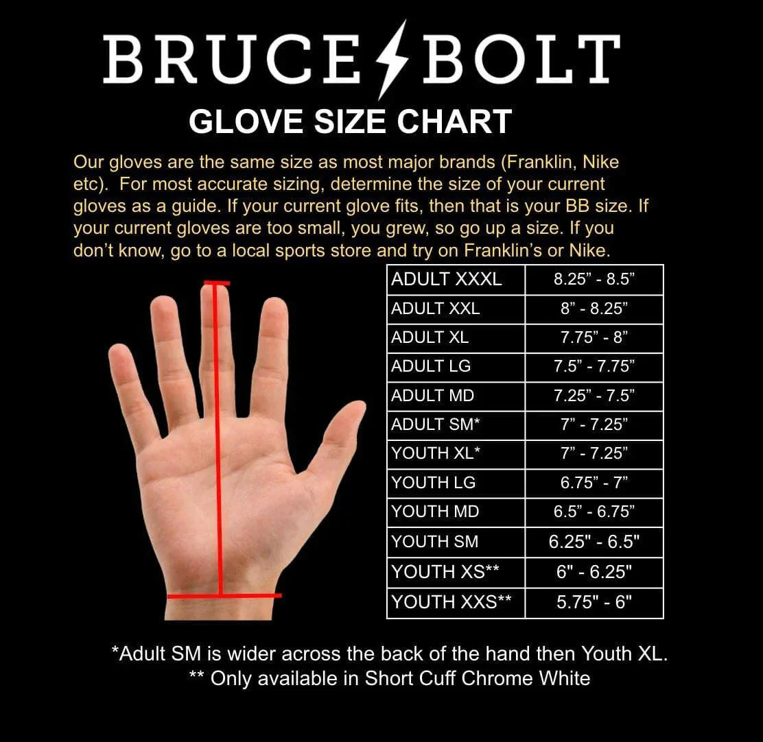Bruce Bolt PREMIUM PRO Short Cuff Batting Gloves: Yellow - Image 3