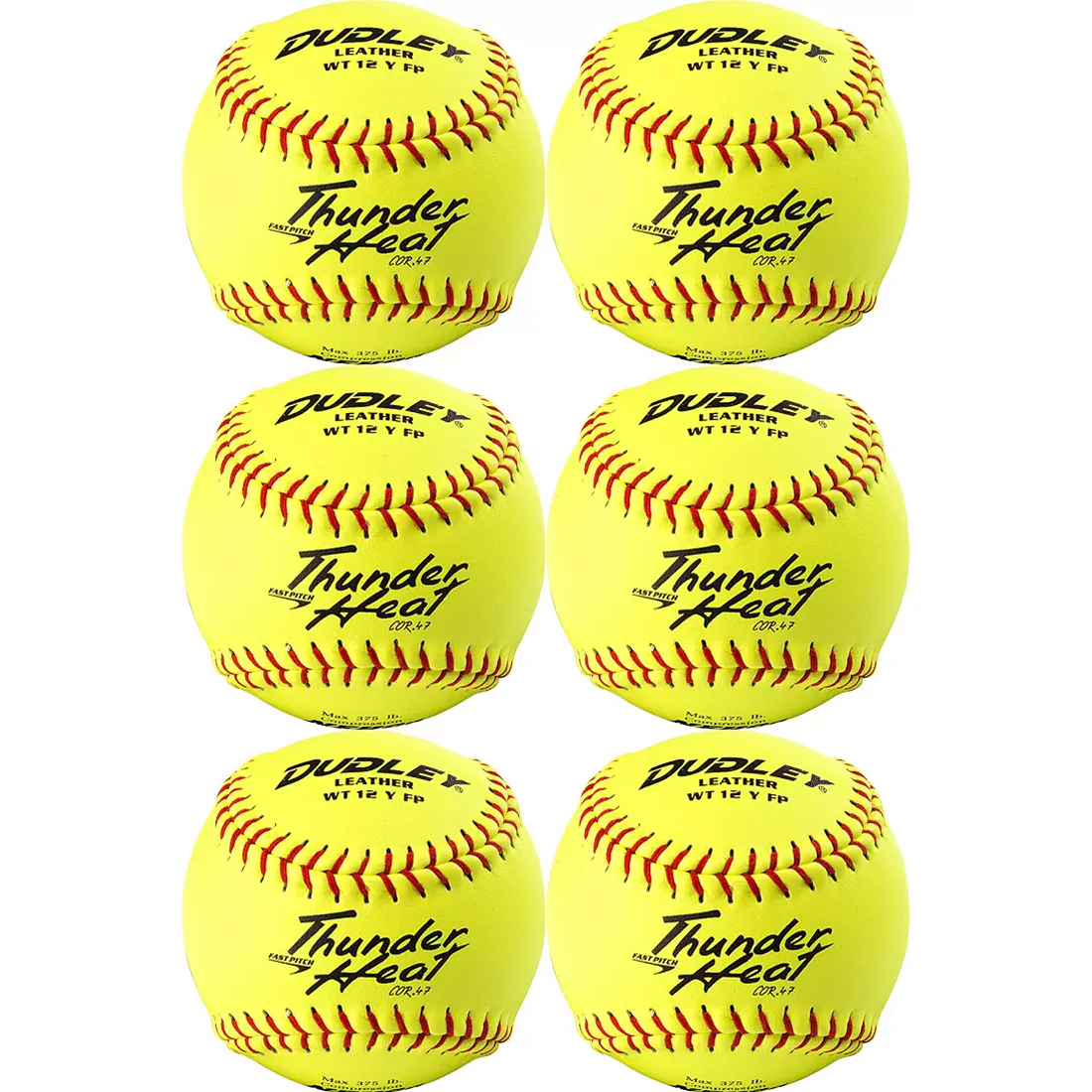 Dudley 12" NFHS Thunder Heat Fastpitch Softballs (6 pack): 4D147WR