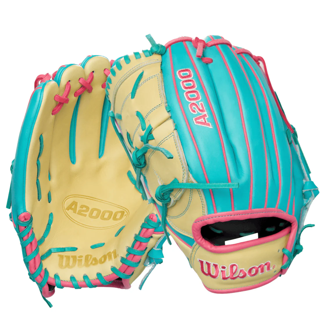 Wilson A2000 B2 LE 12” Pitcher’s Baseball Glove: Blonde/Teal - Image 4