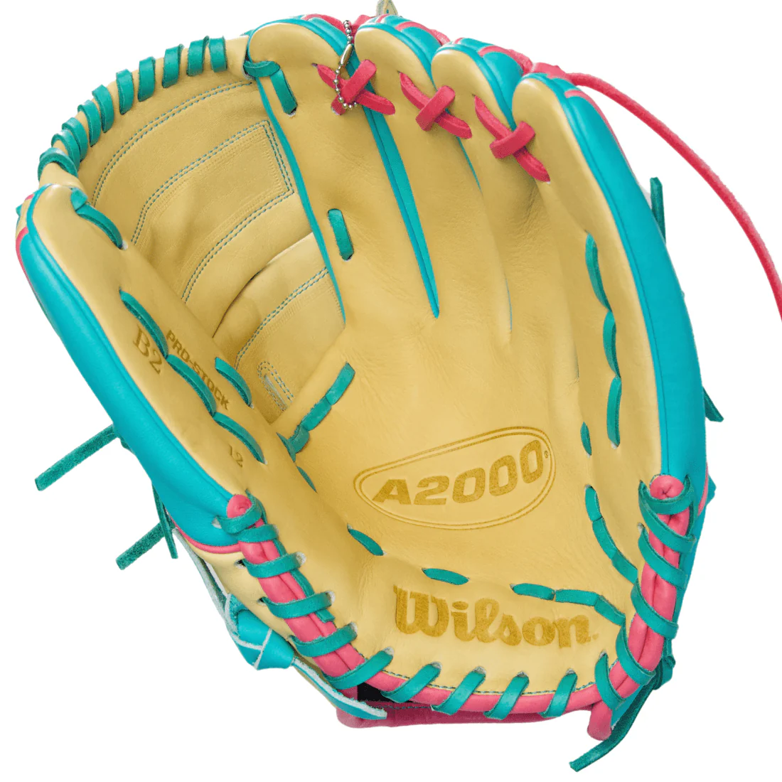 Wilson A2000 B2 LE 12” Pitcher’s Baseball Glove: Blonde/Teal - Image 5