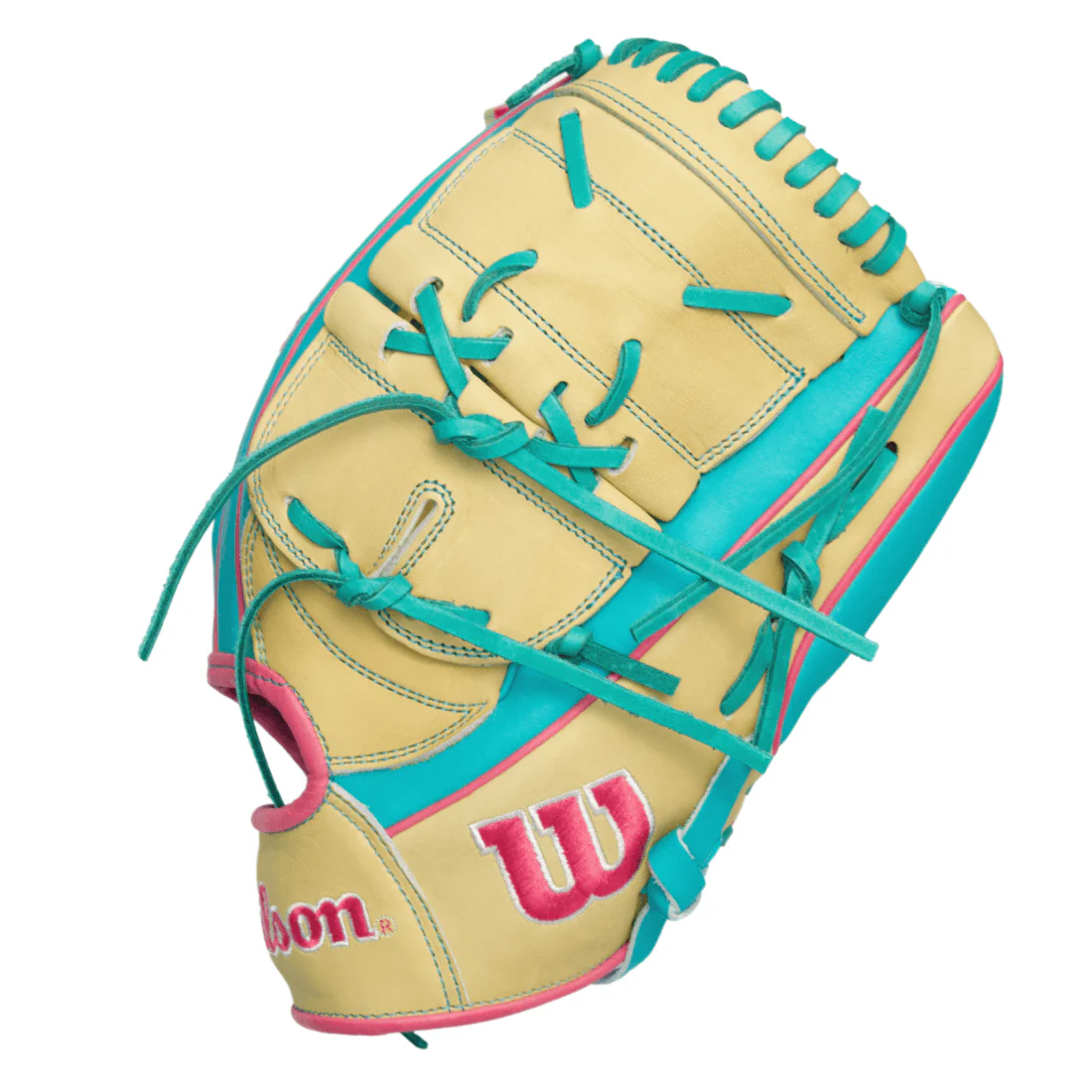 Wilson A2000 B2 LE 12” Pitcher’s Baseball Glove: Blonde/Teal - Image 6